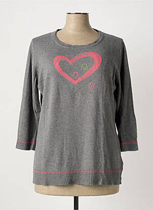 Pull tissage chiné manches 3/4 gris CHRISTA PROBST femme