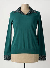 Pull coupe cintrée manches longues vert TELMAIL femme