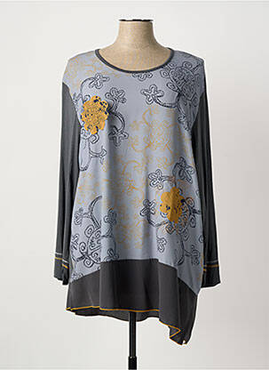 Tunique manches longues tissage crêpe gris KAKIE femme