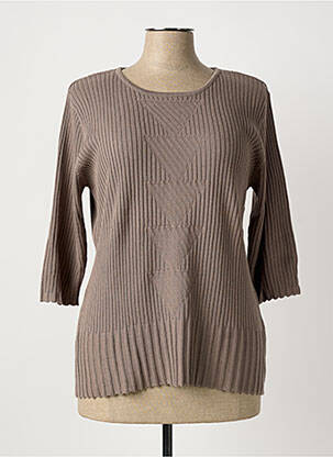 Pull coupe cintrée manches 3/4 marron TEMPO REALE femme