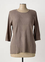 Pull coupe cintrée manches 3/4 marron TEMPO REALE femme