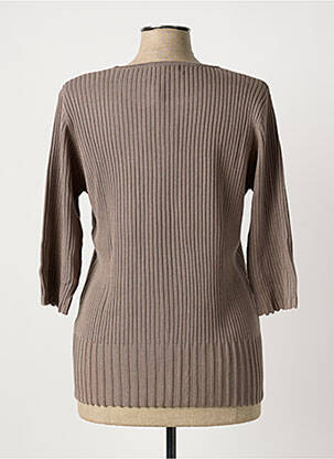 Pull coupe cintrée manches 3/4 marron TEMPO REALE femme