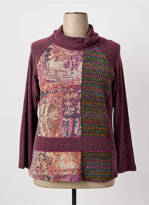 Pull col roulé tissage chiné manches longues violet NAYAT femme