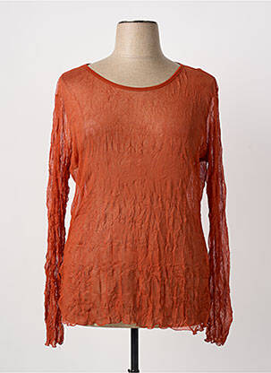 Top stretch manches longues orange KAKIE femme