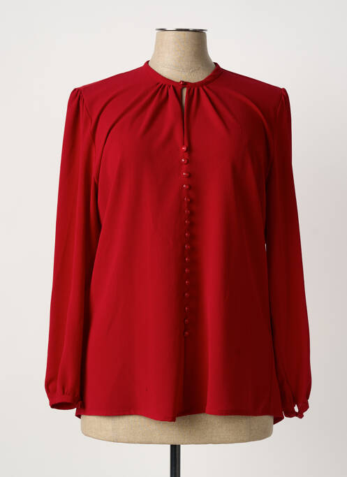 Blouse col rond manches longues rouge FEMMES JE VOUS AIME femme