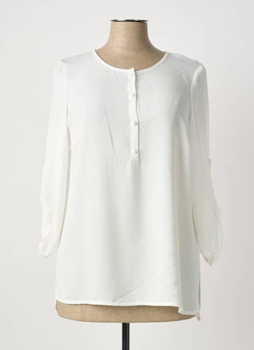 Blouse col rond manches longues blanc HORTENSIA femme