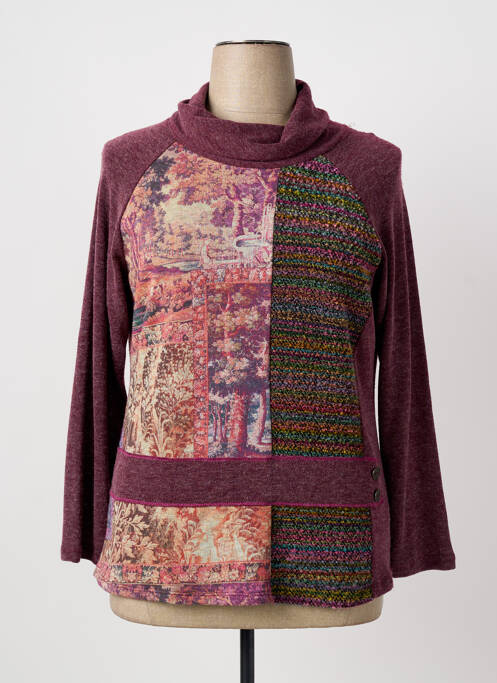 Pull col roulé tissage chiné manches longues violet NAYAT femme