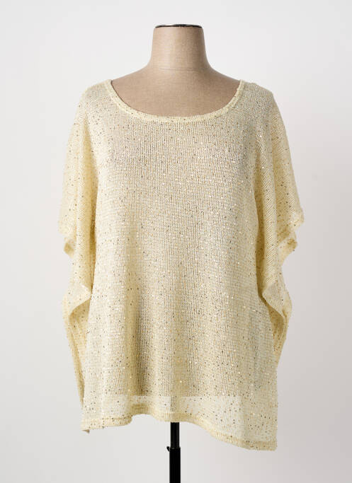 Pull tunique maille souple et aérée manches 3/4 or DEOMINO femme