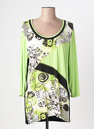 T-shirt imprimé fantaisie manches longues vert DEOMINO femme