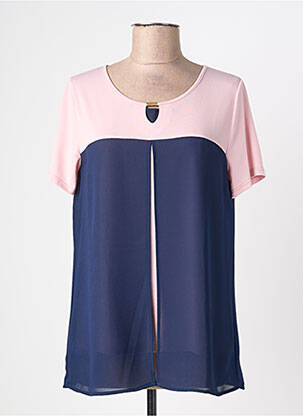 Top stretch manches courtes bleu NAYAT femme