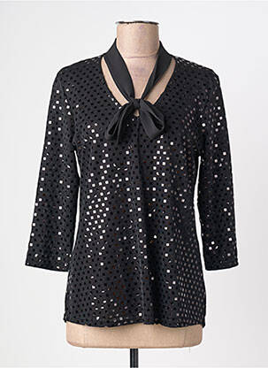 Top coupe cintrée manches 3/4 noir VIE NOCTURNE femme