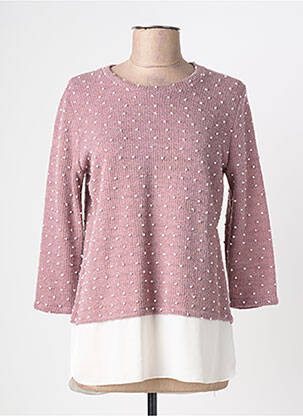 Pull tunique col rond manches longues rose NAYAT femme