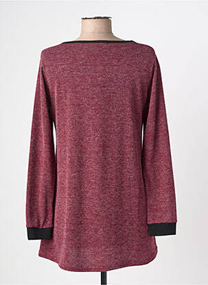 Pull tunique tissage chiné manches longues rouge HALOGENE femme