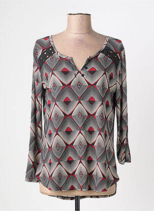 Top tissage jersey manches 3/4 rouge VANGO femme