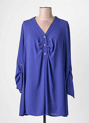 Tunique manches longues tissage crêpe bleu DEOMINO femme