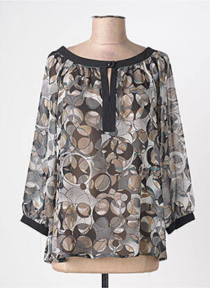 Blouse légère et transparente manches 3/4 noir FOSBY femme