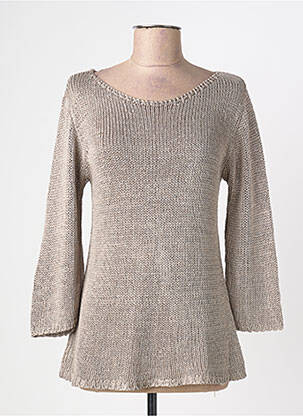 Pull coupe cintrée manches 3/4 marron ADN COLLECTION femme
