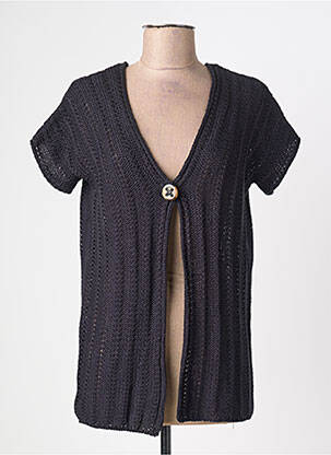 Gilet manches courtes fermeture boutonnée sur le devant noir TEMPO REALE femme