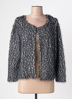 Gilet manches longues maille maille poilu noir LAURAME femme