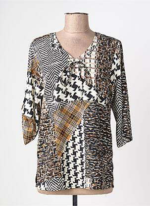 Blouse imprimé fantaisie manches 3/4 noir HALOGENE femme