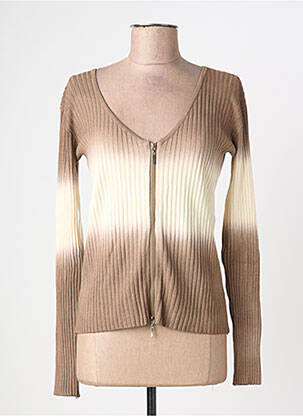 Gilet manches longues col rond marron MEALINA femme