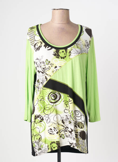 T-shirt imprimé fantaisie manches longues vert DEOMINO femme