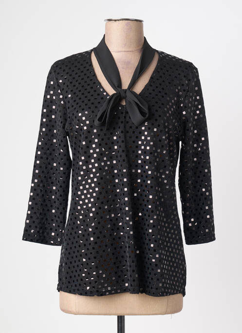 Top coupe cintrée manches 3/4 noir VIE NOCTURNE femme