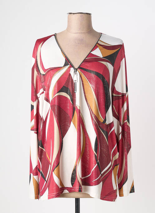 Top tissage jersey manches longues rouge WEEK END A PARIS femme