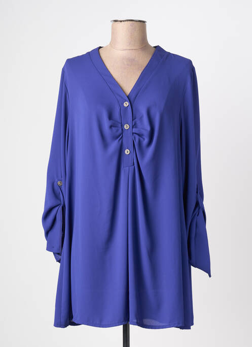 Tunique manches longues tissage crêpe bleu DEOMINO femme