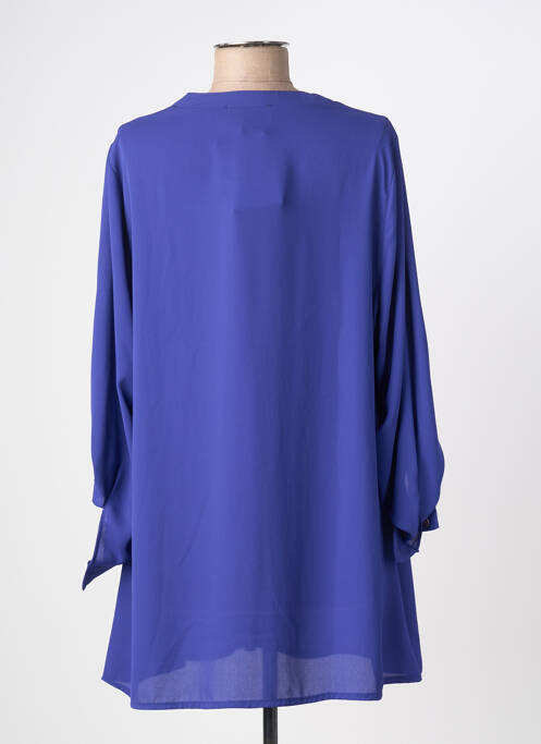 Tunique manches longues tissage crêpe bleu DEOMINO femme