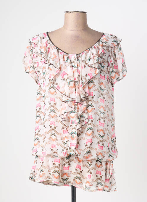 Tunique manches courtes coupe cintrée beige FEMMES JE VOUS AIME femme