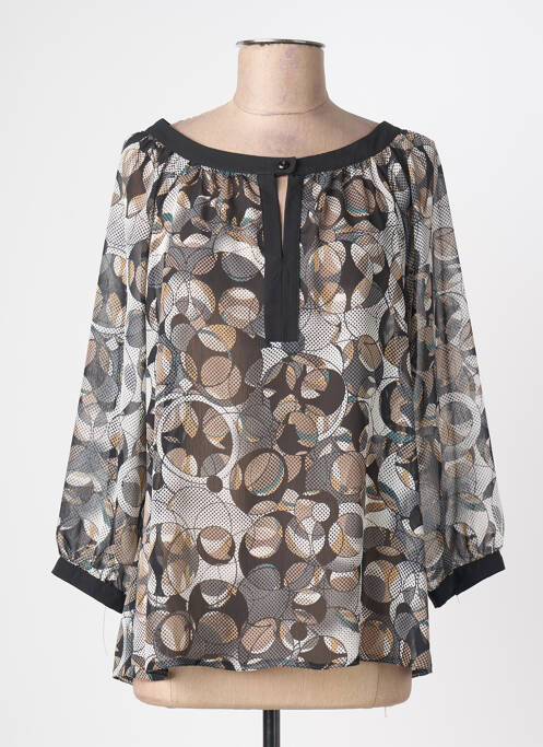 Blouse légère et transparente manches 3/4 noir FOSBY femme