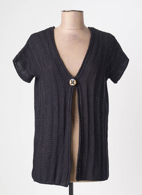 Gilet manches courtes fermeture boutonnée sur le devant noir TEMPO REALE femme