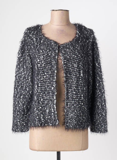 Gilet manches longues maille maille poilu noir LAURAME femme