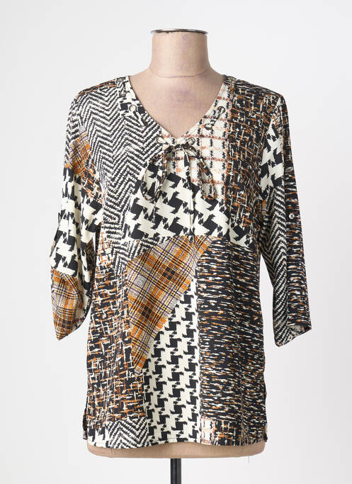 Blouse imprimé fantaisie manches 3/4 noir HALOGENE femme