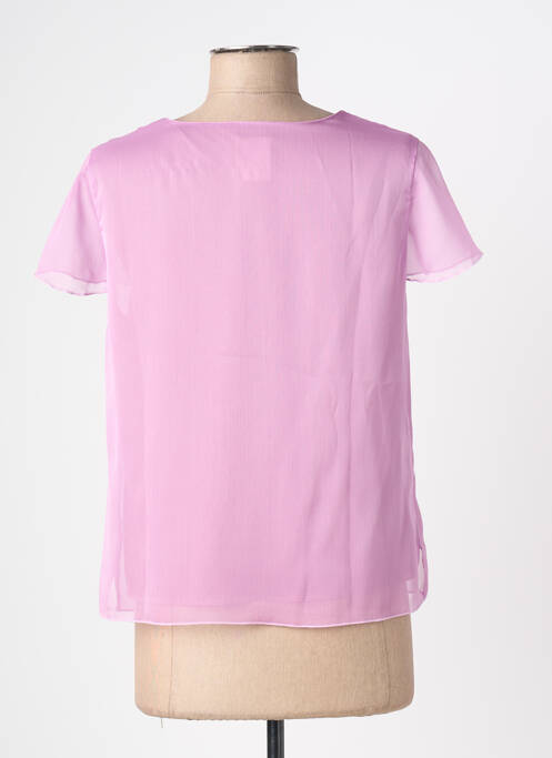 Top col carré manches courtes rose FRANCE RIVOIRE femme