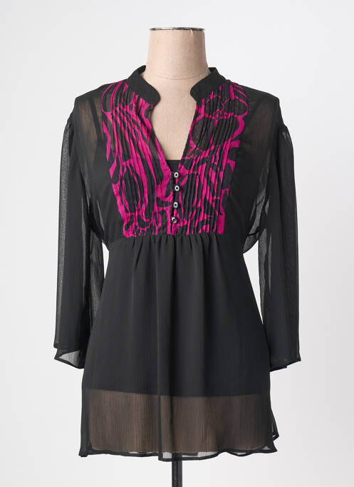 Tunique manches longues tissage crêpe noir FOSBY femme