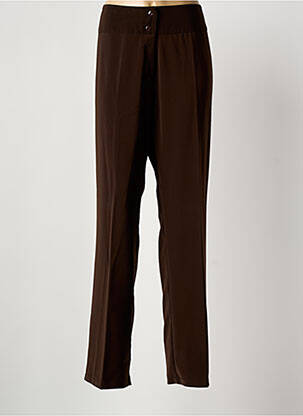 Pantalon droit taille haute taille haute marron DEOMINO femme