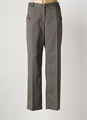 Pantalon droit fermeture zippée sous rabat boutonné taille normale marron M&Y femme
