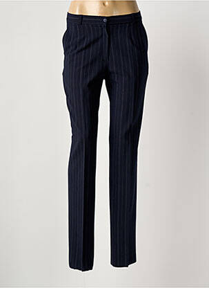 Pantalon droit taille à pinces taille haute bleu MARYVET femme
