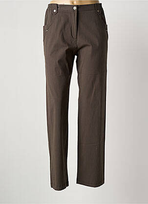 Pantalon droit tissage popeline taille normale marron MASSY femme