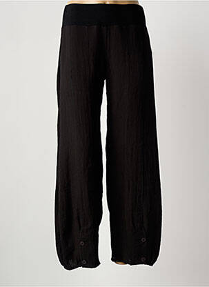 Pantalon droit tissage crêpe taille haute noir MY MOON femme