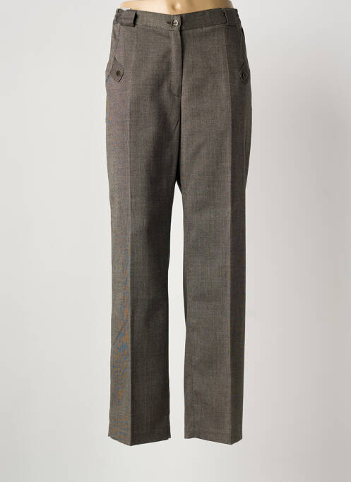 Pantalon droit fermeture zippée sous rabat boutonné taille normale marron M&Y femme