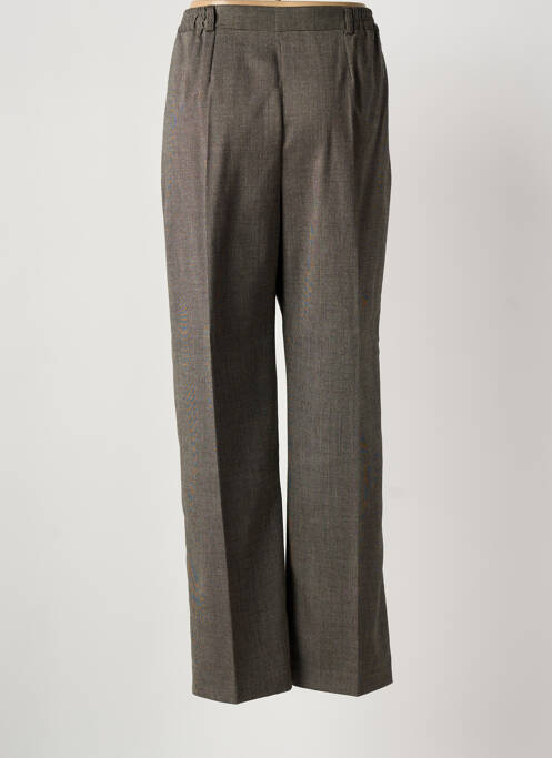 Pantalon droit fermeture zippée sous rabat boutonné taille normale marron M&Y femme