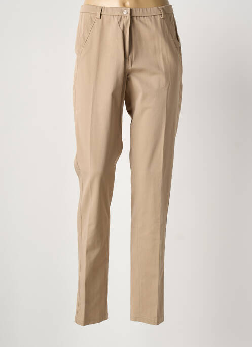 Pantalon slim tissage popeline taille haute beige MERI & ESCA femme