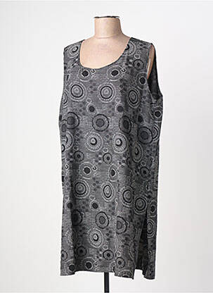 Tunique sans manche tissage crêpe gris DEOMINO femme