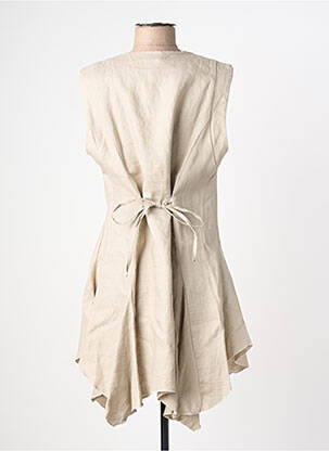 Tunique sans manche tissage crêpe beige DEOMINO femme