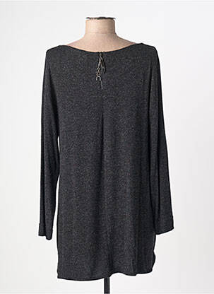 Pull tunique tissage chiné manches longues gris FRANCK ANNA femme