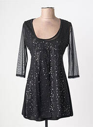 Tunique manches longues col rond noir QUINZE HEURES TRENTE femme