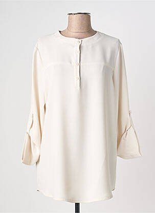 Tunique manches longues tissage crêpe beige FRANCK ANNA femme